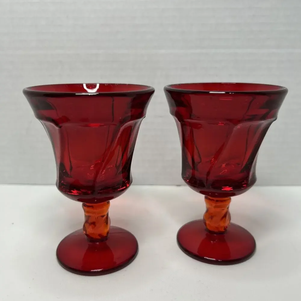 Vtg Fostoria Glass Jamestown Ruby Red Wine 4.5